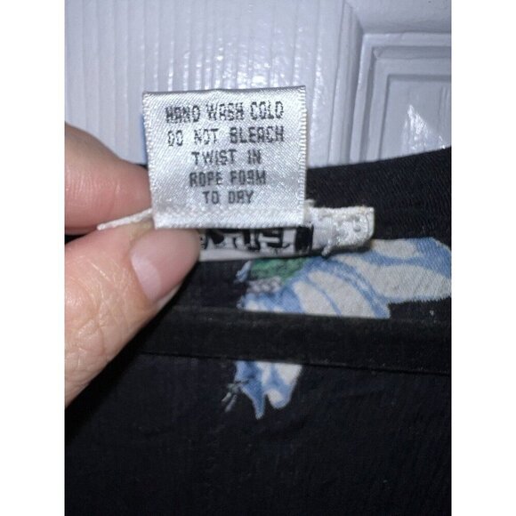 Vintage 90S AMERICAN ANGEL Navy Floral Crinkle Maxi Dress Goth Cottagecore - Picture 8 of 11